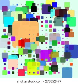 Abstract colorful mosaic pattern containing rectangles with rounded corners
