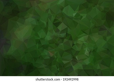 Abstract colorful mosaic pattern of geometric shapes in vector. Green background. 
