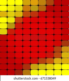 Abstract colorful mosaic pattern. Red and yellow colors. An abstract background consisting of elements of a different shape, located in a mosaic style. Vector illustration.
