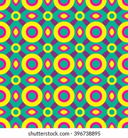 Abstract colorful mosaic. Seamless pattern of geometric shapes in vector. Pop art poster
