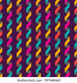 Abstract colorful mosaic. Seamless pattern of geometric shapes in vector. Origami ribbons