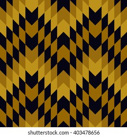 Abstract colorful mosaic. Seamless pattern of geometric shapes. Gold background. Stock vector illustration in Art Deco style for cover, banner, fabric print, invitation, wallpaper