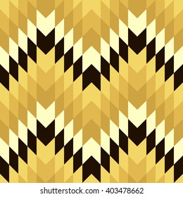 Abstract colorful mosaic. Seamless pattern of geometric shapes. Gold background. Stock vector illustration in Art Deco style for cover, banner, fabric print, invitation, wallpaper