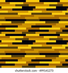 Abstract colorful mosaic. Seamless pattern of geometric shapes. Gold background. Stock vector illustration in Art Deco style for cover, banner, fabric print, invitation, wallpaper, wrapping
