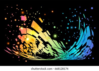 Abstract colorful moving element on black