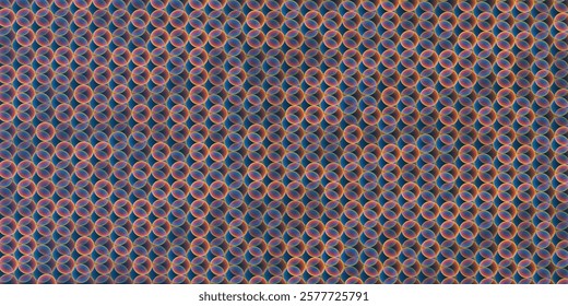 Abstract Colorful Multi Layered Small Circular Gradient Shapes Pattern, Layers of Circles of Changing Colors of Blue, Brown, Red and Orange - Geometric Mosaic Texture, Vector Background Design