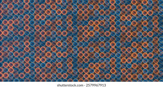 Abstract Colorful Multi Layered Small Circular Gradient Shapes Pattern, Layers of Circles of Changing Colors of Blue, Brown, Red and Orange - Geometric Mosaic Texture, Vector Background Design