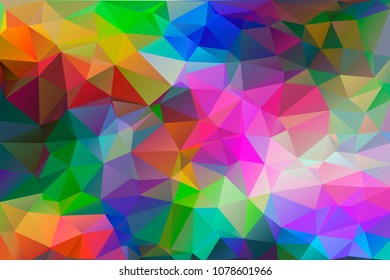 Abstract, colorful, multicolor and iridescent background of triangles