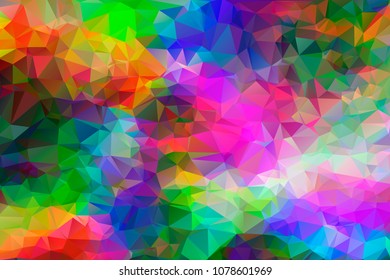 Abstract, colorful, multicolor and iridescent background of triangles