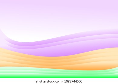 Abstract colorful multi-layered waves texture background, the pattern of beautiful green, orange, and violet (purple) colors. Vector illustration, EPS10. Useful as background, backdrop, image montage.