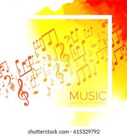 Abstract Colorful Music Background with Watercolor Element. Vector illustration