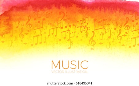 Abstract Colorful Music Background with Watercolor Element. Vector illustration