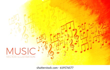 Abstract Colorful Music Background with Watercolor Element. Vector illustration