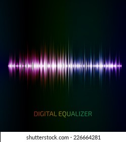 Abstract colorful music equalizer on black background. Vector illustration