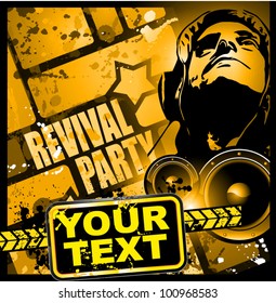 Abstract Colorful Music Event Background with Disk Jockey Shape for Discoteque Flyers