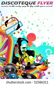 Abstract Colorful Music Event Background with Dj Shape and Rainbow Colours