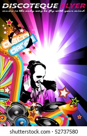 Abstract Colorful Music Event Background with Dj Shape and Rainbow Colours