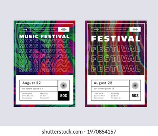 Abstract colorful Music Festival poster vector design. Modern bright vibrant color background. Liquid Marble splash of paint texture. 