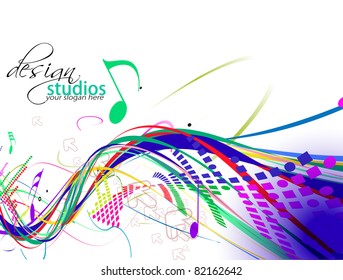 abstract colorful music note vector background