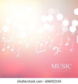 Abstract Colorful Music Notes Background with Bokeh Light Effect. Vector illustration