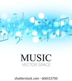 Abstract Colorful Music Notes Background with Bokeh Light Effect. Vector illustration