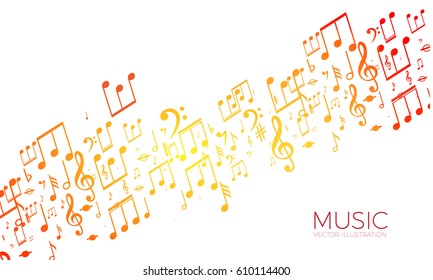 Abstract Colorful Music Notes Background with Bokeh Light Effect. Vector illustration