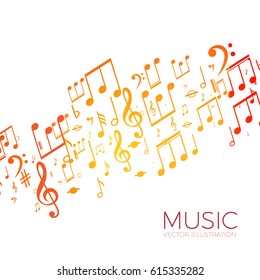 Abstract Colorful Music Notes Background with Bokeh Light Effect. Vector illustration
