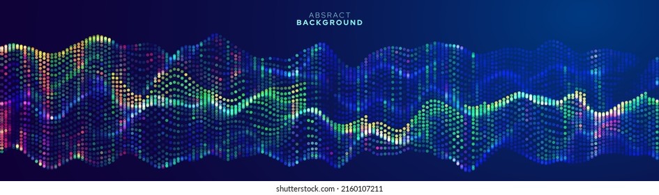 Abstract Colorful Music Sound Background. Sound Wave Abstract Art. Creative Design for Banner, Flyer, Poster, Cover, Brochure. 3D Vector Illustration.