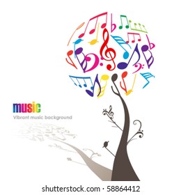 Abstract colorful music tree - Vector illustration