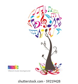 Árbol de música colorido abstracto - Ilustración vectorial