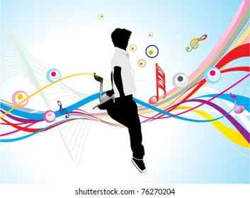 abstract colorful musical silhouette vector illustration