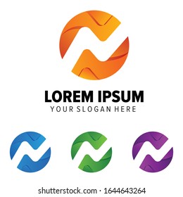 abstract colorful n letter logo design