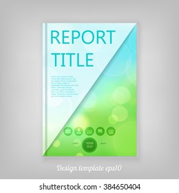 Abstract colorful natural Report cover template design with bokeh lights. Business brochure document layout for company presentations.