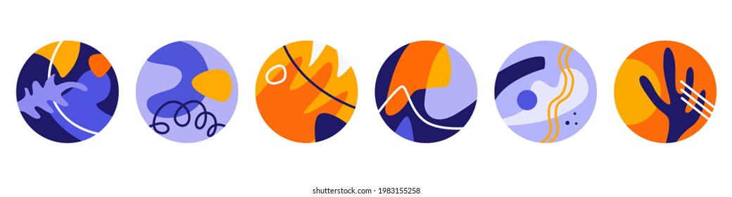 Abstract Colorful Nature Shapes Highlights Icon Set For Social Media. Vector illustration