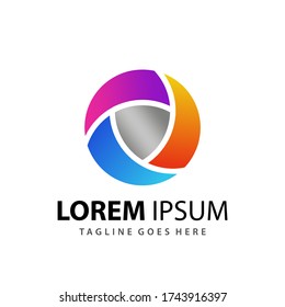Resumen Colorido Negativo Colorful Space Shield Logo Design Template Premium Vector