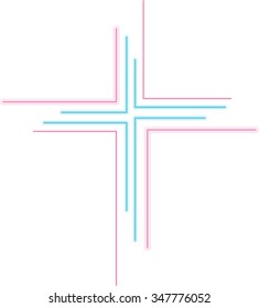 Abstract colorful neon cross logo