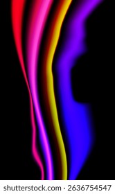 Abstract colorful neon light pattern on black background. Suitable for use as design background or graphic element.