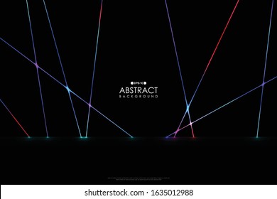 Abstract colorful neon line pattern on black stage artwork background. Decorate for ad, poster, artwork, template design, print. illustration vector eps10