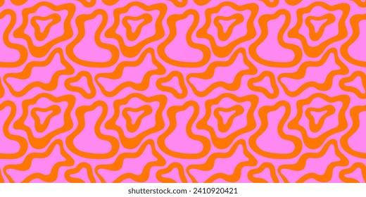 Abstract colorful neon print seamless pattern illustration in retro 80s style. Trendy background with creative line drawing.