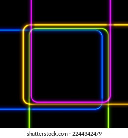 Abstract colorful neon square frame abstract background. Vector design