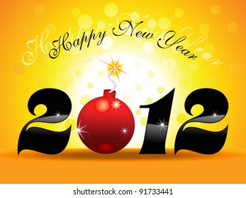 abstract colorful new year text with bomb vector illustration