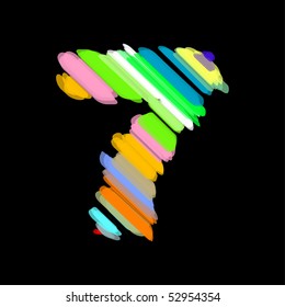 Abstract colorful number 7.