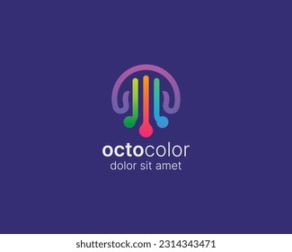 Abstract colorful octopus logo template