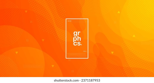 Resumen de fondo naranja colorido con formas de fluido ondulante con un patrón de círculo geométrico. Diseño de fondo naranja claro. Un concepto moderno y fresco. Vector Eps10