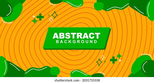 Abstract colorful orange geometric background texture illustration with green object line circles. Cool for banner, social media template, poster and flyer template
