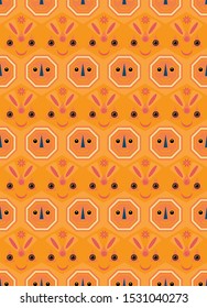abstract colorful orange geometric seamless pattern design with geometric shapes. autumn halloween seamless design for creative surface design templates, fabric and backgrounds.