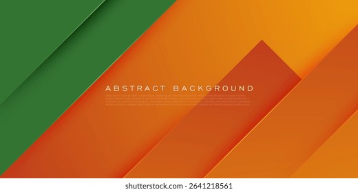 Abstract colorful orange and green overlap banner background. Papercut color shape pattern with shadow and lights design. Eps10 vector