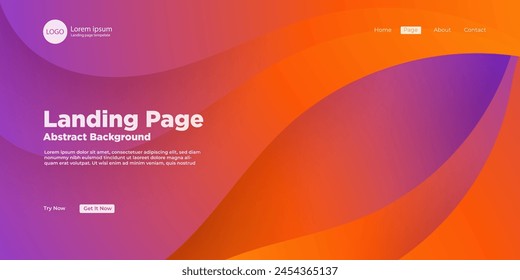 Abstract colorful orange to purple gradient illustration background with 3d look wave simple pattern. dynamic landing page design. luxury design. Eps10 vector