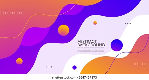 Abstract colorful orange and purple wave fluid banner background. Trendy shapes pattern on white color background. Simple banner concept. Eps10 vector