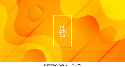 Abstract colorful orange wave background with wavy fluid shapes with geometric pattern. Bright orange background design. Cool and modern concept. Eps10 vector